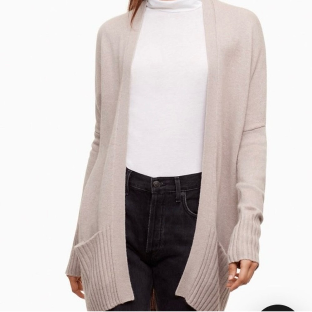 ARITZIA AZURE SKIES Charcoal Open-Front Angora & Cashmere Blend Cardigan - Picture 3 of 11